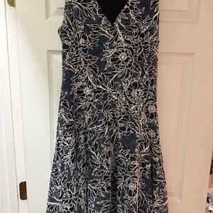 Tommy Hilfiger Black and White Floral Midi Dress
